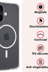 NoXx Hoes Geschikt voor iPhone 16 Hoesje Geschikt voor Magsafe Hoesje Cover Shock Proof Case Met 2x Screenprotector - Transparant
