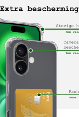 BASEY. Hoes Geschikt voor iPhone 16 Hoesje Shock Proof Case Hoes Met Screenprotector - Hoesje Geschikt voor iPhone 16 Hoes Cover Shockproof - Transparant