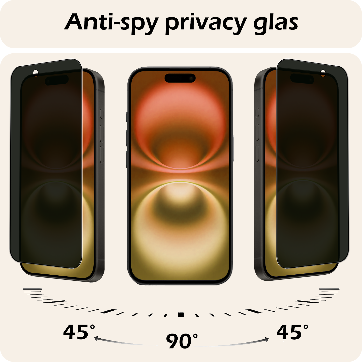 Nomfy Screenprotector - Geschikt voor iPhone 16 Screenprotector Privacy Bescherm Glas - Screenprotector Geschikt voor iPhone 16 Privacy Screenprotector Tempered Glass - 3 PACK