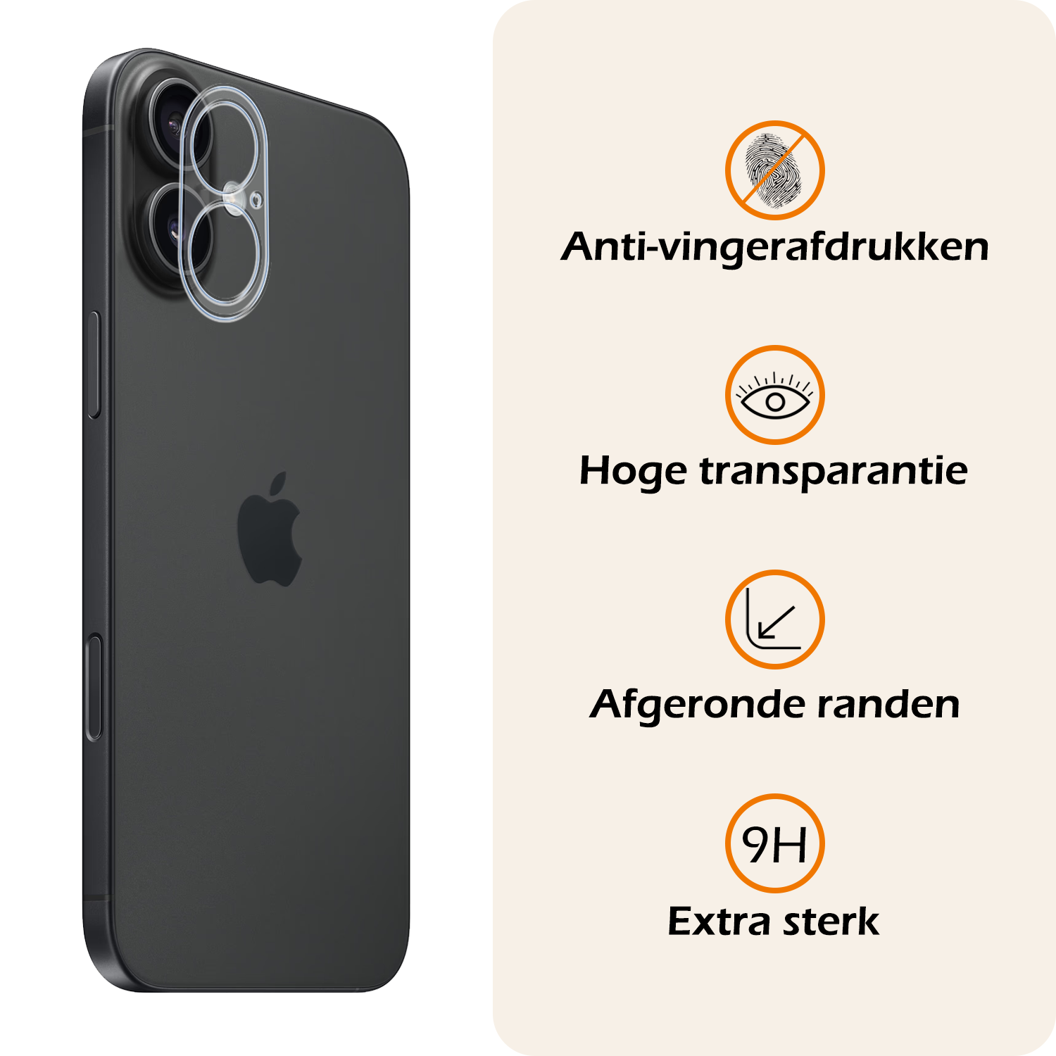 Nomfy Screenprotector - Geschikt voor iPhone 16 Camera Screen Protector Beschermglas - Screenprotector Geschikt voor iPhone 16 Camera Screenprotector Tempered Glass - 3 PACK