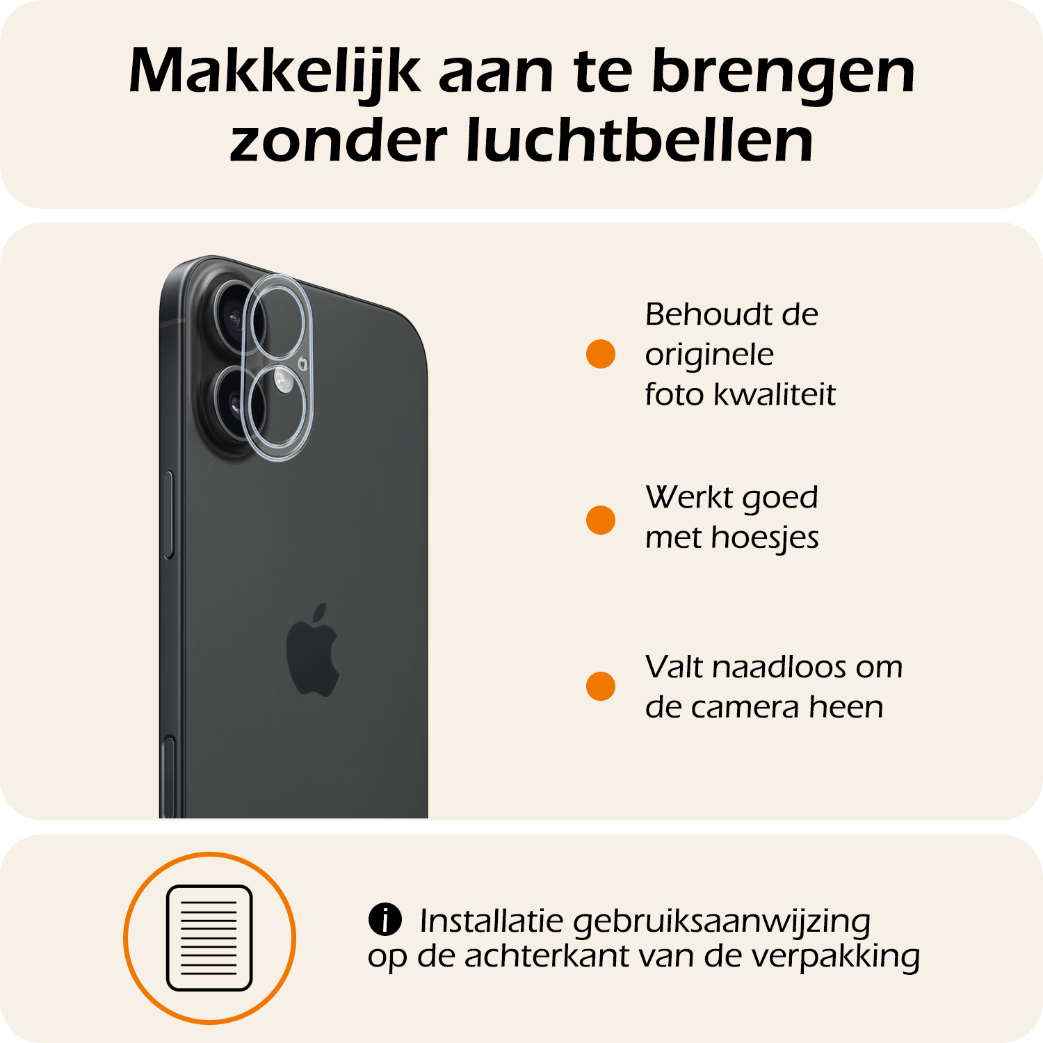 Nomfy Screenprotector - Geschikt voor iPhone 16 Camera Screen Protector Beschermglas - Screenprotector Geschikt voor iPhone 16 Camera Screenprotector Tempered Glass - 3 PACK