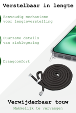 BASEY. Hoes Geschikt voor iPhone 16 Hoesje Shock Proof Case Met Koord Shock Hoes Met Koord - Hoesje Geschikt voor iPhone 16 Hoes Cover Met Koord - Transparant