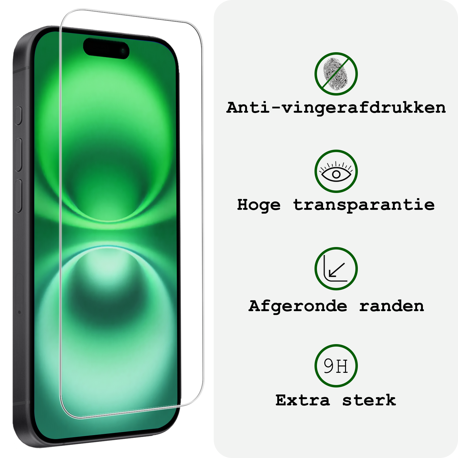 BASEY. Screenprotector Geschikt voor iPhone 16 Screenprotector Tempered Glass Beschermglas Dichte Notch - Screenprotector Geschikt voor iPhone 16 Screen Protector