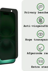 BASEY. Screenprotector Geschikt voor iPhone 16 Screenprotector Privacy Beschermglas - Screenprotector Geschikt voor iPhone 16 Screen Protector Full Screen Privacy - 2 Stuks