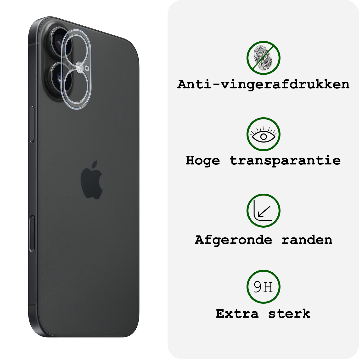 BASEY. Screenprotector Geschikt voor iPhone 16 Camera Screenprotector Tempered Glass Beschermglas Camera - Screenprotector Geschikt voor iPhone 16 Camera Screen Protector - 2 Stuks