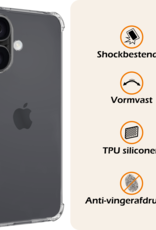 Nomfy Hoesje Geschikt voor iPhone 16 Hoesje Shock Proof Cover Case Shockproof - Hoes Geschikt voor iPhone 16 Hoes Siliconen Back Case - Transparant