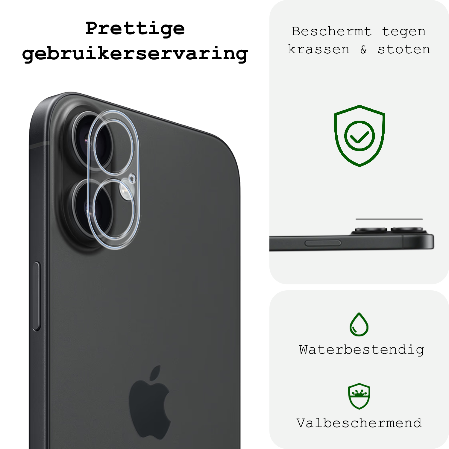 BASEY. Screenprotector Geschikt voor iPhone 16 Camera Screenprotector Tempered Glass Beschermglas Camera - Screenprotector Geschikt voor iPhone 16 Camera Screen Protector - 3 Stuks