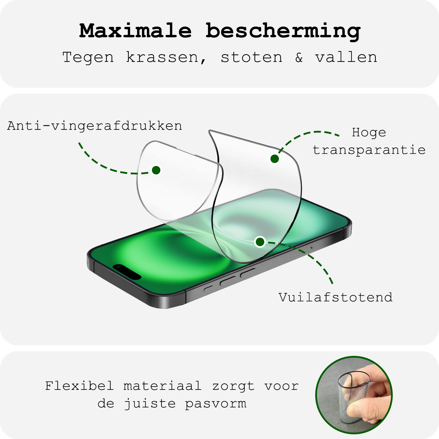 BASEY. Screenprotector Geschikt voor iPhone 16 Screenprotector Met Montage Frame Beschermglas Full Cover - Screenprotector Geschikt voor iPhone 16 Screen Protector Met Installatie Kit Full Cover