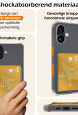 Nomfy Hoesje Geschikt voor iPhone 16 Hoesje Pasjeshouder Shockproof Pas Houder - Hoesje Geschikt voor iPhone 16 Hoes Met Kaarthouder - Transparant - 2 PACK