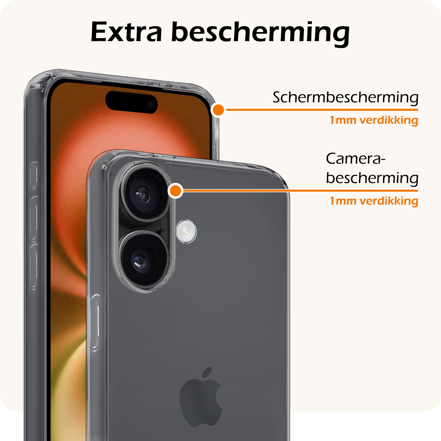 Nomfy Hoesje Geschikt voor iPhone 16 Hoesje Siliconen Cover Case - Hoes Geschikt voor iPhone 16 Hoes Back Case - Transparant