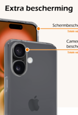 Nomfy Hoesje Geschikt voor iPhone 16 Hoesje Siliconen Cover Case Met 2x Screenprotector - Hoes Geschikt voor iPhone 16 Hoes Back Case - Transparant