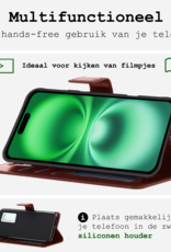 BASEY. Hoes Geschikt voor iPhone 16 Hoesje Bookcase Hoes Flip Case Book Cover - Hoesje Geschikt voor iPhone 16 Hoes Book Case Hoesje - Bruin