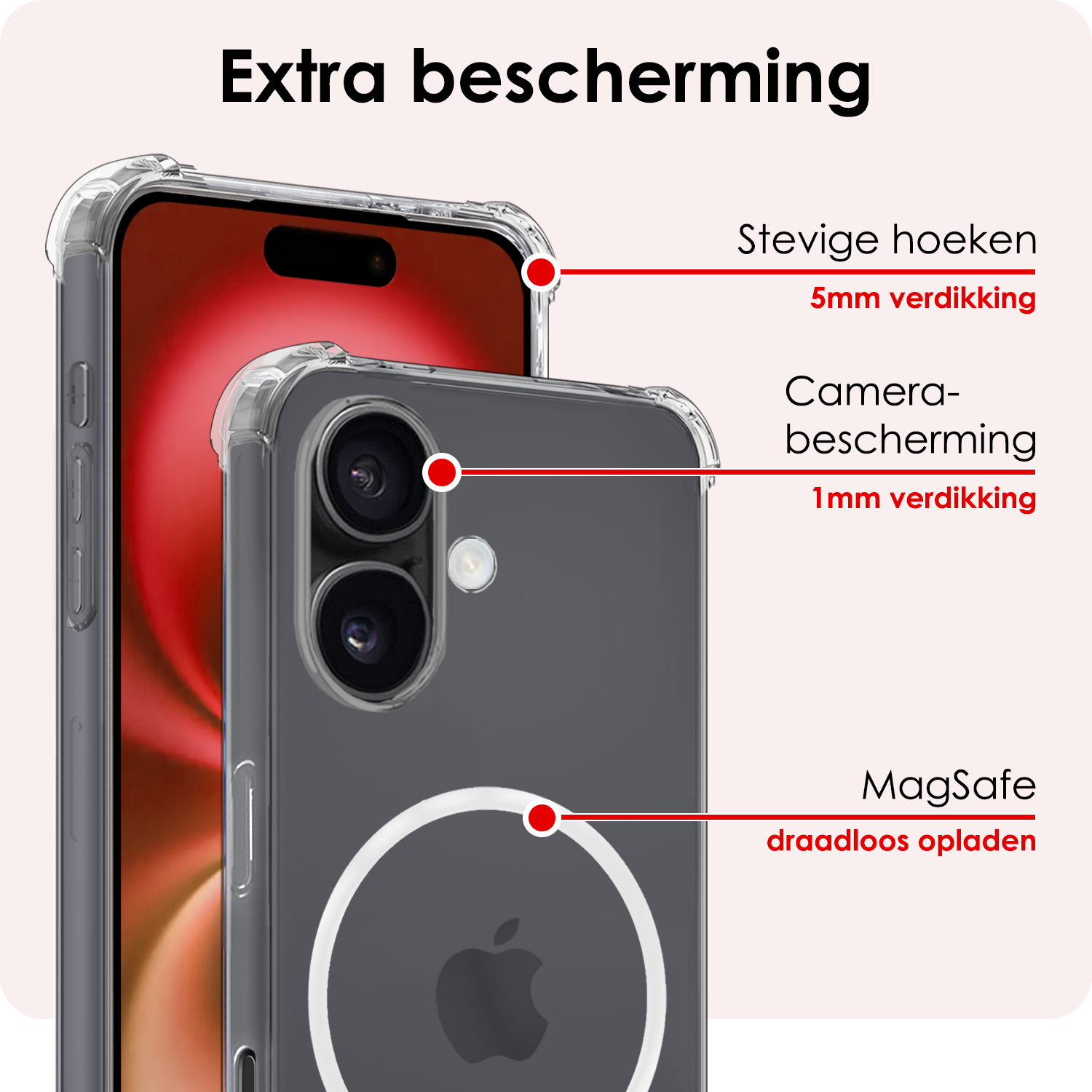 NoXx Screenprotector Geschikt voor iPhone 16 Screenprotector Tempered Glass Gehard Glas Full Screen Display Cover - 3x