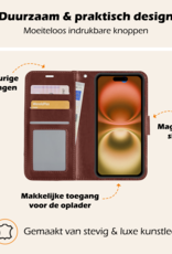 Nomfy Hoesje Geschikt voor iPhone 16 Hoes Bookcase Flipcase Book Cover Met Screenprotector - Hoes Geschikt voor iPhone 16 Hoesje Book Case - Bruin