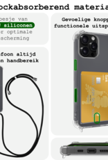 BASEY. Hoes Geschikt voor iPhone 16 Pro Hoesje Pas Houder Shock Proof Case Hoes Met Koord - Hoesje Geschikt voor iPhone 16 Pro Hoes Met Telefoonkoord Pasjeshouder Cover - Transparant - 2 Stuks