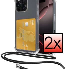 NoXx NoXx iPhone 16 Pro Hoesje Pashouder met Koord - 2 PACK