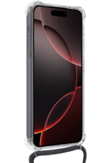 NoXx Hoes Geschikt voor iPhone 16 Pro Max Hoesje Pasjeshouder Cover Met Koord Shock Proof Case Siliconen Hoes Met Telefoonkoord en Kaarthouder - Transparant - 2 PACK