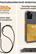 Nomfy Hoesje Geschikt voor iPhone 16 Pro Hoesje Met Telefoonketting Pasjeshouder Shockproof Case Koord - Hoesje Geschikt voor iPhone 16 Pro Hoes Met Kaarthouder - Transparant - 2 PACK