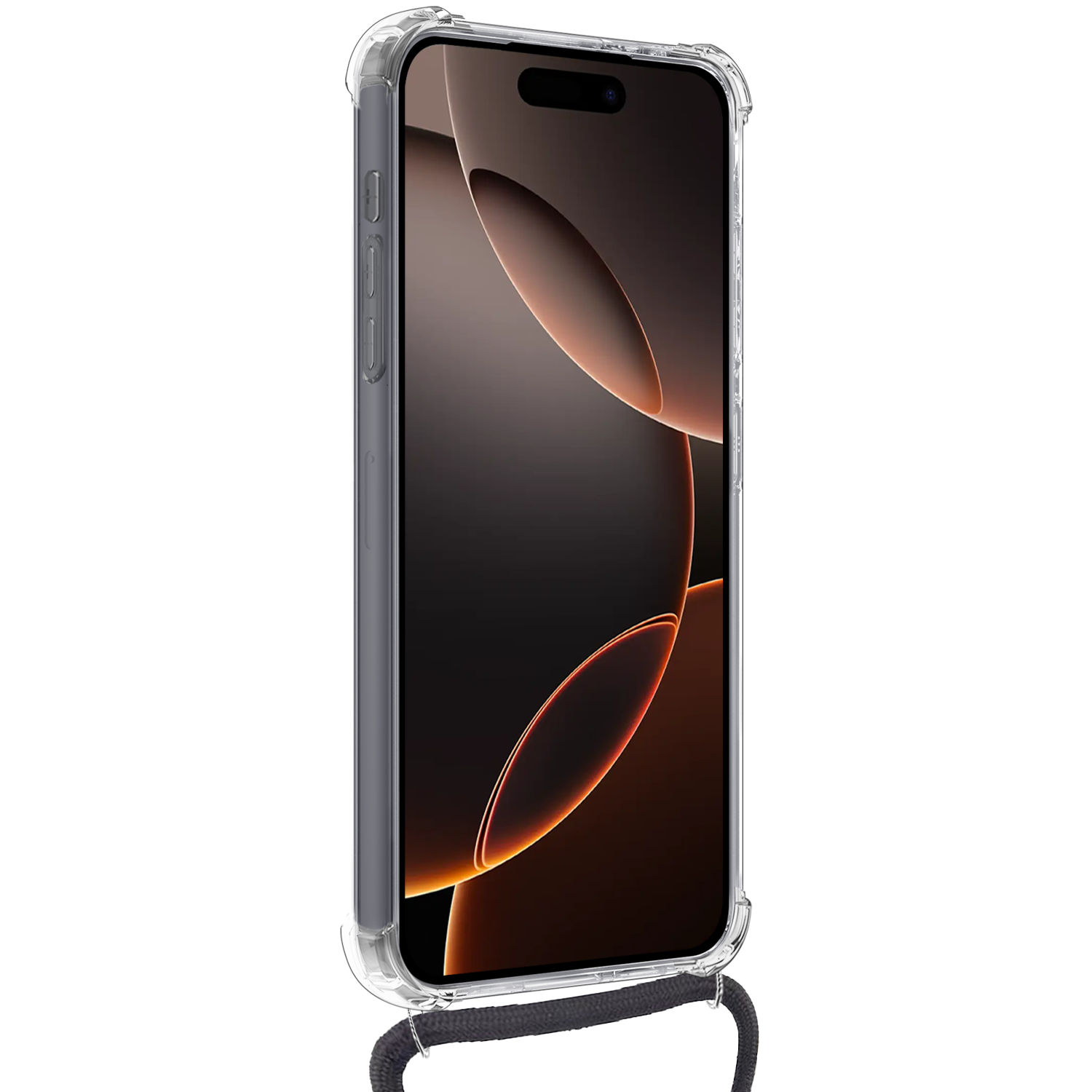 Nomfy Hoesje Geschikt voor iPhone 16 Pro Max Hoesje Met Telefoonketting Pasjeshouder Shockproof Case Koord - Hoesje Geschikt voor iPhone 16 Pro Max Hoes Met Kaarthouder - Transparant - 2 PACK