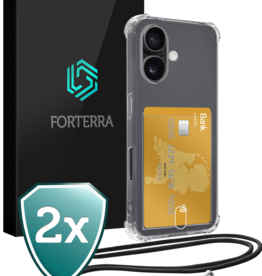 Forterra Forterra iPhone 16 Hoesje Pashouder met Koord - 2 PACK