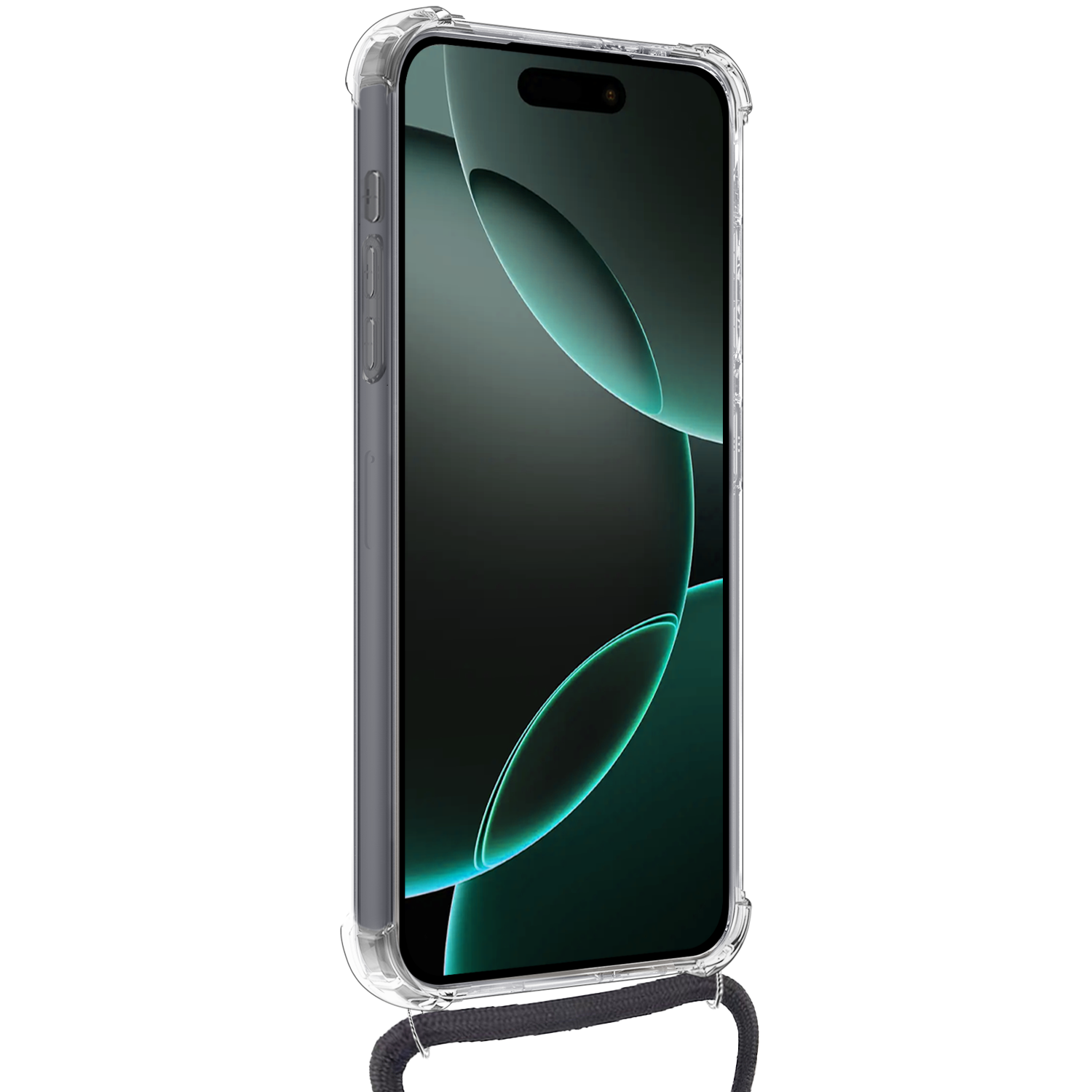 Forterra Hoesje Geschikt voor iPhone 16 Pro Pashouder Case Siliconen Hoes Met Koord - Hoes Geschikt voor iPhone 16 Pro Met Telefoonkoord Hoesje Back Cover Met Pasjeshouder - Transparant - 2 PACK