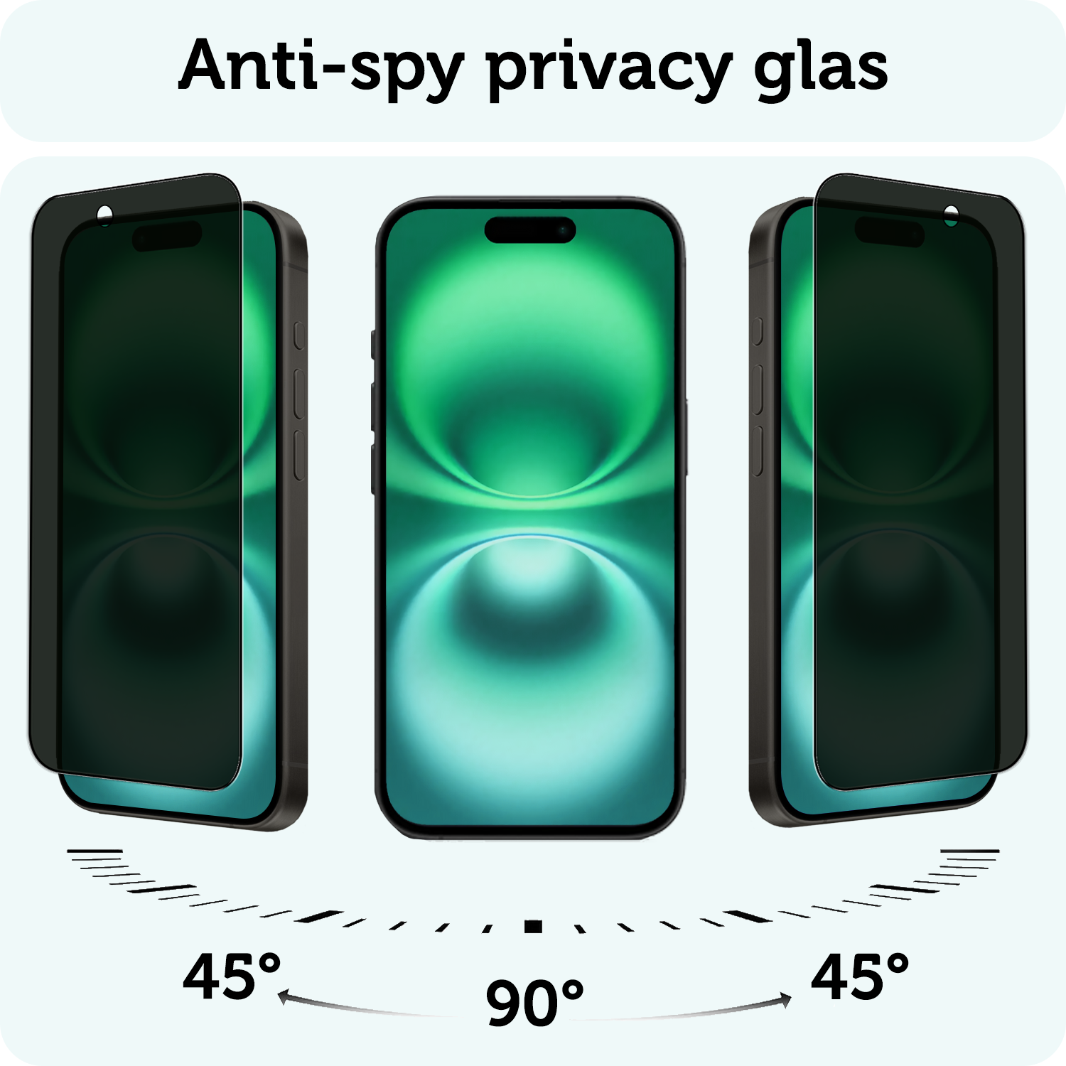 Forterra Screenprotector Geschikt voor iPhone 16 Privacy Screenprotector Glas Gehard Full Cover - Screen Protector Geschikt voor iPhone 16 Screenprotector Privacy Anti-Spy - 2 PACK