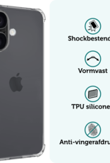 Forterra Hoesje Geschikt voor iPhone 16 Case Shockproof Siliconen Hoes - Hoes Geschikt voor iPhone 16 Hoesje Shock Proof Back Cover - Transparant - 2 PACK