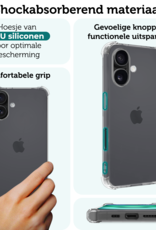 Forterra Hoesje Geschikt voor iPhone 16 Case Shockproof Siliconen Hoes Met Screenprotector - Hoes Geschikt voor iPhone 16 Hoesje Shock Proof Back Cover - Transparant