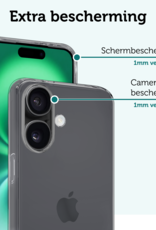 Forterra Hoesje Geschikt voor iPhone 16 Case Siliconen Hoes Met Screenprotector - Hoes Geschikt voor iPhone 16 Hoesje Back Cover - Transparant