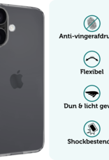 Forterra Hoesje Geschikt voor iPhone 16 Case Siliconen Hoes Met 2x Screenprotector - Hoes Geschikt voor iPhone 16 Hoesje Back Cover - Transparant
