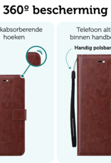 Forterra Hoesje Geschikt voor iPhone 16 Book Case Kunstleer Hoes - Hoes Geschikt voor iPhone 16 Hoesje Bookcase Met Pasjeshouder - Bruin