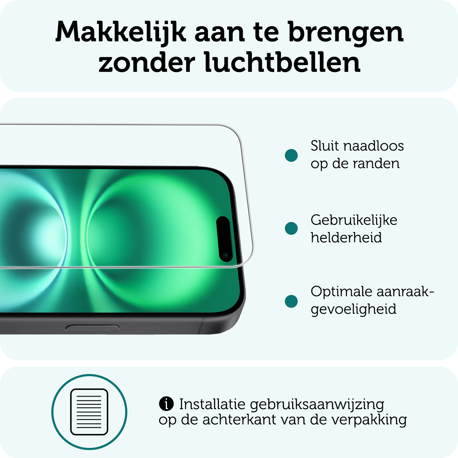 Forterra Hoesje Geschikt voor iPhone 16 Book Case Kunstleer Hoes Met Screenprotector - Hoes Geschikt voor iPhone 16 Hoesje Bookcase Met Pasjeshouder - Donkerblauw