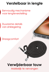 NoXx Hoes Geschikt voor iPhone 16 Hoesje Transparant Met Telefoonkoord Cover Shock Proof Case Koord Hoes