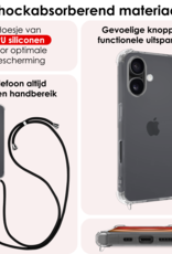 NoXx Hoes Geschikt voor iPhone 16 Hoesje Transparant Met Telefoonkoord Cover Shock Proof Case Koord Hoes