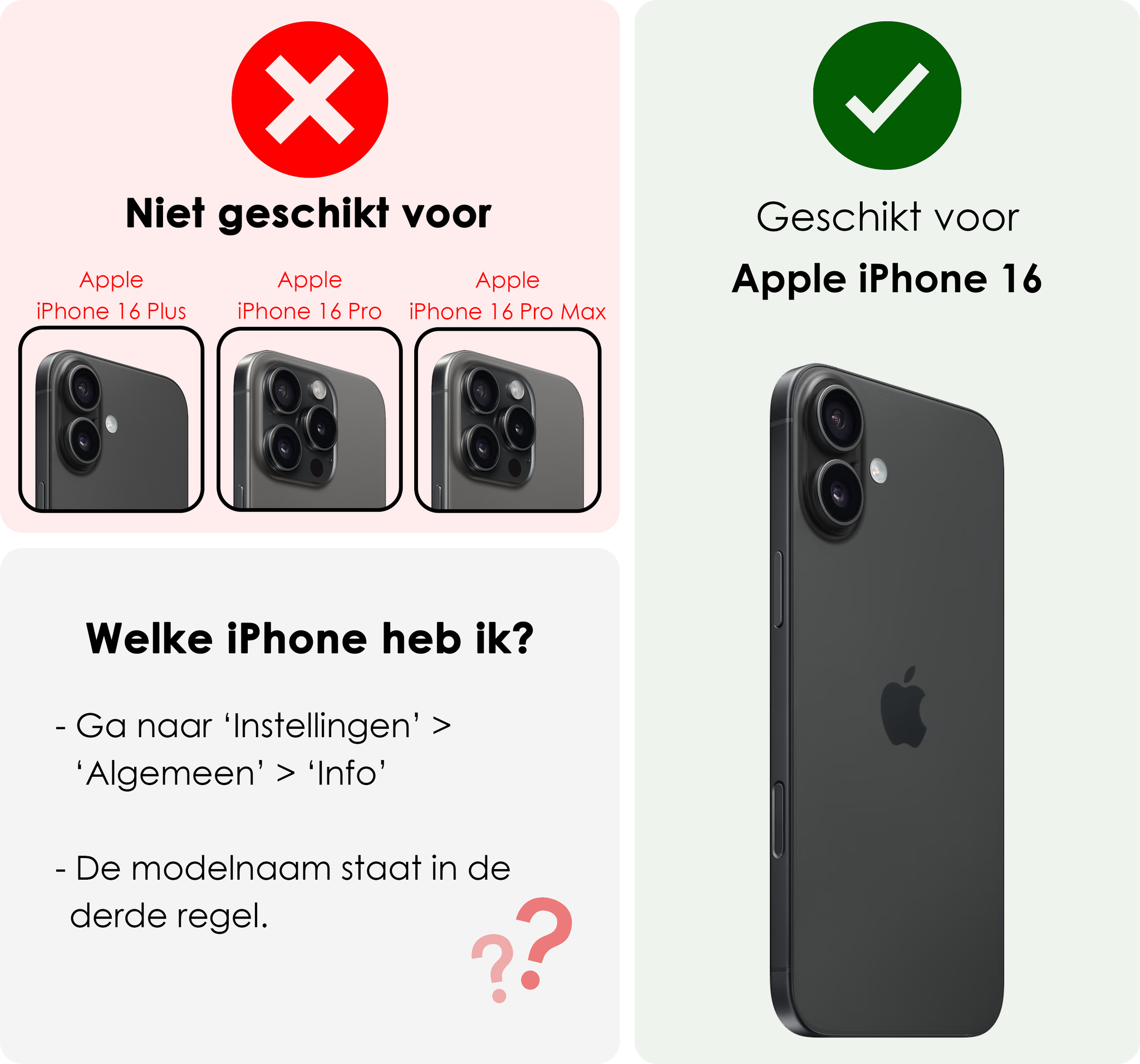 NoXx Hoes Geschikt voor iPhone 16 Hoesje Cover Siliconen Back Case Hoes Met Screenprotector - Rood