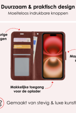 NoXx Hoes Geschikt voor iPhone 16 Hoesje Book Case Hoes Flip Cover Wallet Bookcase Met Screenprotector - Bruin