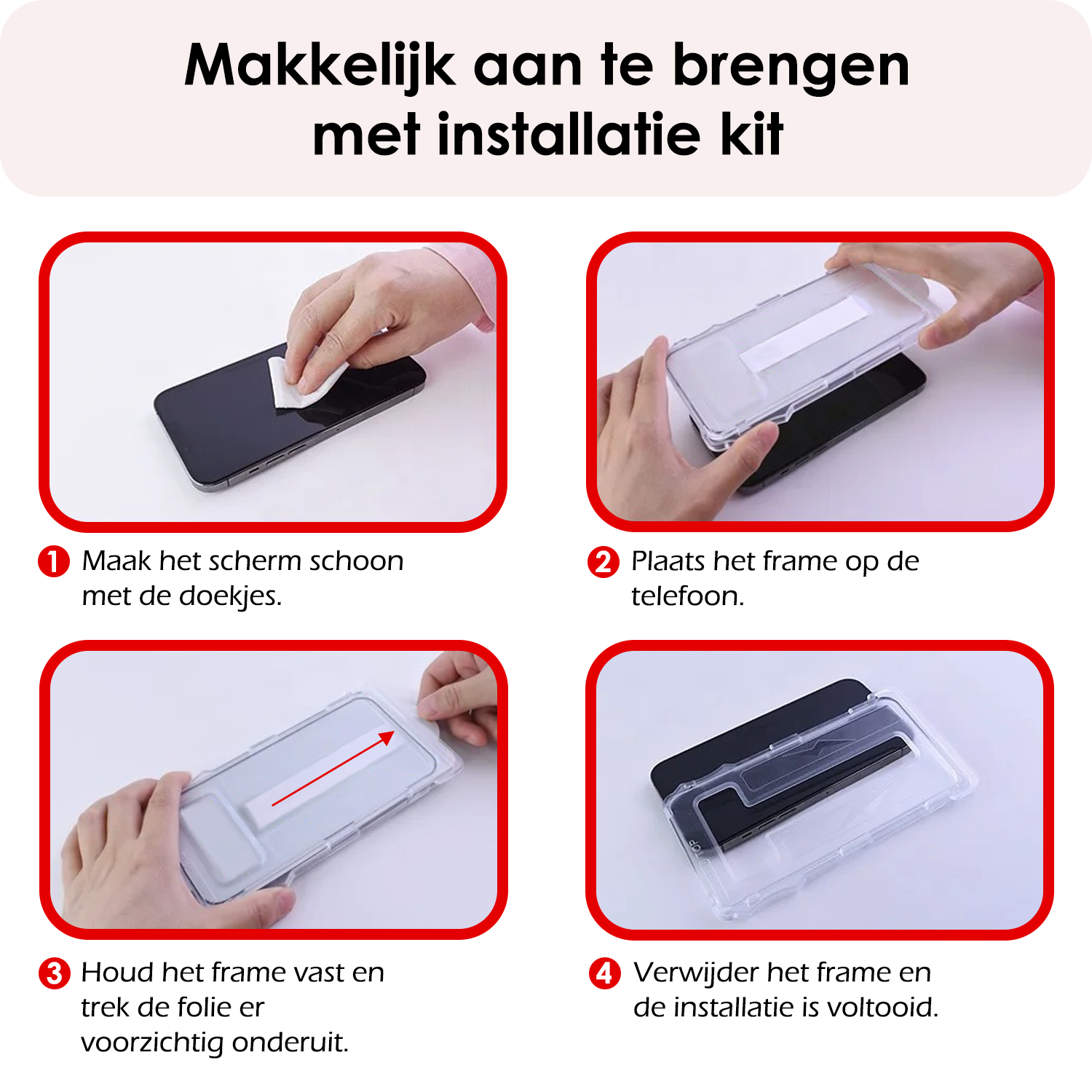 NoXx Screenprotector Geschikt voor iPhone 16 Screenprotector Met Montage Frame Hybrid Flexibel Glass Full Cover