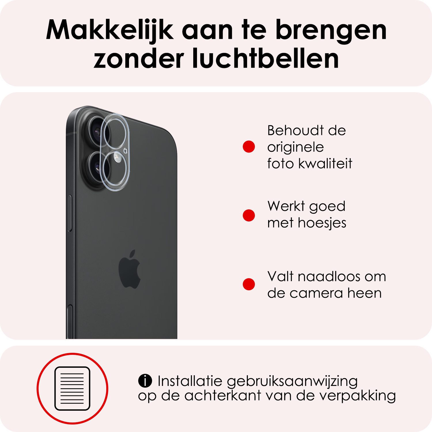 NoXx Screenprotector Geschikt voor iPhone 16 Camera Screenprotector Gehard Glas - Screenprotector Geschikt voor iPhone 16 Screenprotector Camera Tempered Glass