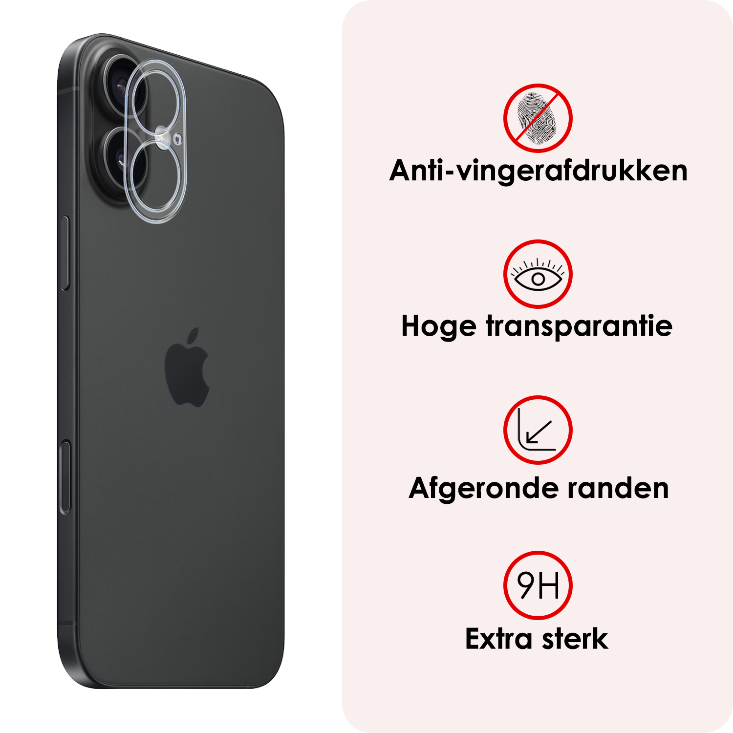 NoXx Screenprotector Geschikt voor iPhone 16 Camera Screenprotector Gehard Glas - Screenprotector Geschikt voor iPhone 16 Screenprotector Camera Tempered Glass