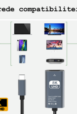 BASEY. USB C naar HDMI Kabel 8K HD 60Hz Kwaliteit - USB C naar HDMI Converter 15cm – Zwart