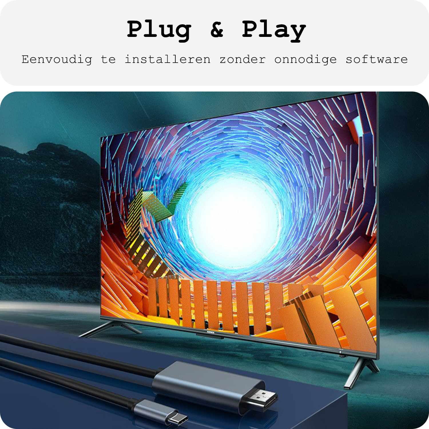 BASEY. USB C naar HDMI Kabel 4K HD 30Hz Kwaliteit - USB C naar HDMI Converter 2 meter – Zwart