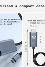 BASEY. USB C naar HDMI Kabel 4K HD 30Hz Kwaliteit - USB C naar HDMI Converter 2 meter – Zwart