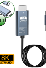 BASEY. USB C naar HDMI Kabel 8K HD 60Hz Kwaliteit - USB C naar HDMI Converter 2 meter – Zwart