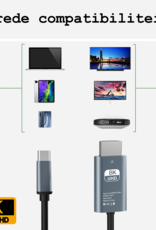 BASEY. USB C naar HDMI Kabel 8K HD 60Hz Kwaliteit - USB C naar HDMI Converter 2 meter – Zwart