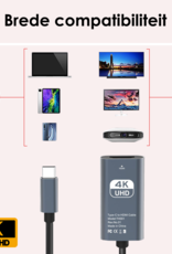 NoXx USB C naar HDMI Kabel 15 cm 30Hz 4K – Type C to HDMI Adapter Premium Kwaliteit – Zwart