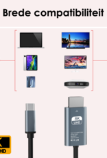 NoXx USB C naar HDMI Kabel 2 meter 60Hz 8K – Type C to HDMI Adapter Premium Kwaliteit – Zwart