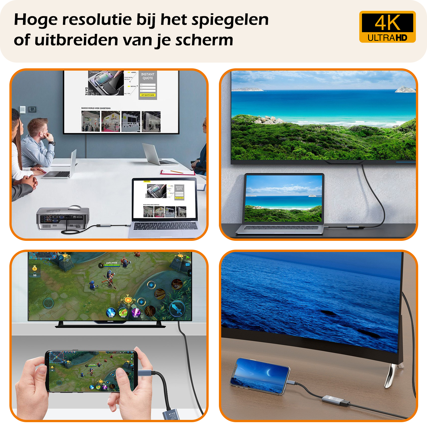 Nomfy USB C naar HDMI Converter 4K 30Hz Resolutie – USB-C naar HDMI Adapter 15 cm - Zwart