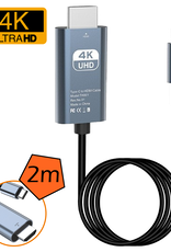 Nomfy USB C naar HDMI Converter 4K 30Hz Resolutie – USB-C naar HDMI Adapter 2 meter - Zwart