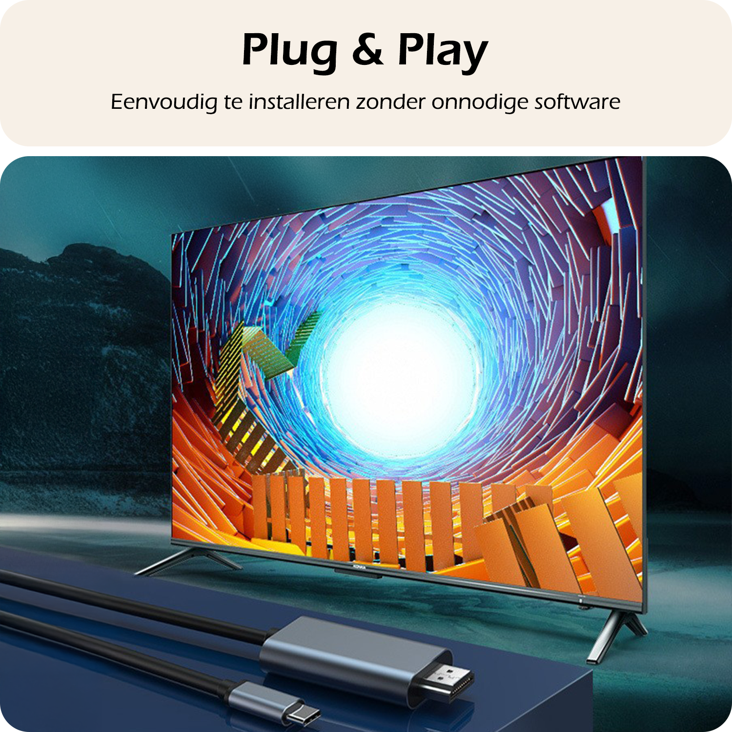 Nomfy USB C naar HDMI Converter 4K 30Hz Resolutie – USB-C naar HDMI Adapter 2 meter - Zwart