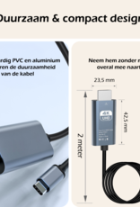 Nomfy USB C naar HDMI Converter 4K 30Hz Resolutie – USB-C naar HDMI Adapter 2 meter - Zwart